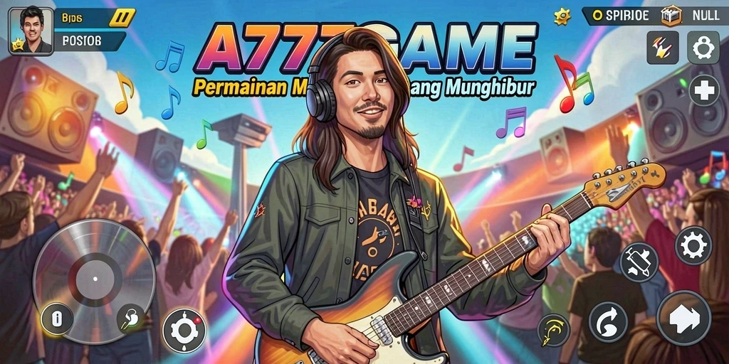 Tampilan utama A777GAME dengan gameplay musik yang seru.