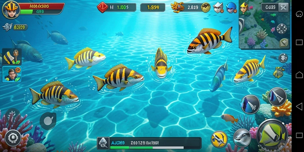 Gameplay seru Tembak Ikan AJO89 saat pemain membidik ikan.