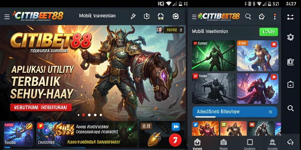 Screenshot utama aplikasi CITIBET88 menampilkan antarmuka yang sederhana dan intuitif.