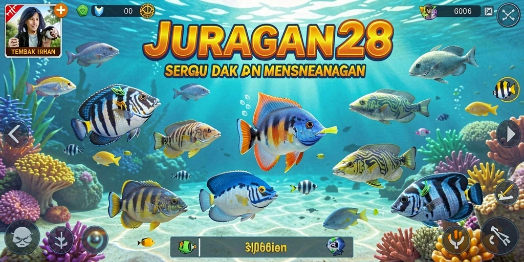 Tampilan gameplay JURAGAN28 dengan aksi menembak ikan yang seru.