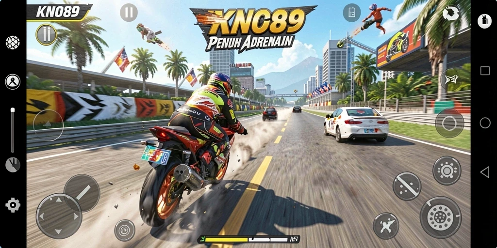 Gameplay menegangkan dengan balapan motor yang seru.