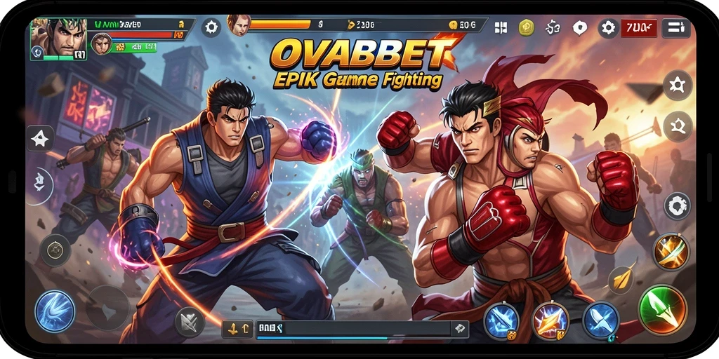 Tampilan seru dalam permainan Fighting OVABET saat aksi pertarungan.