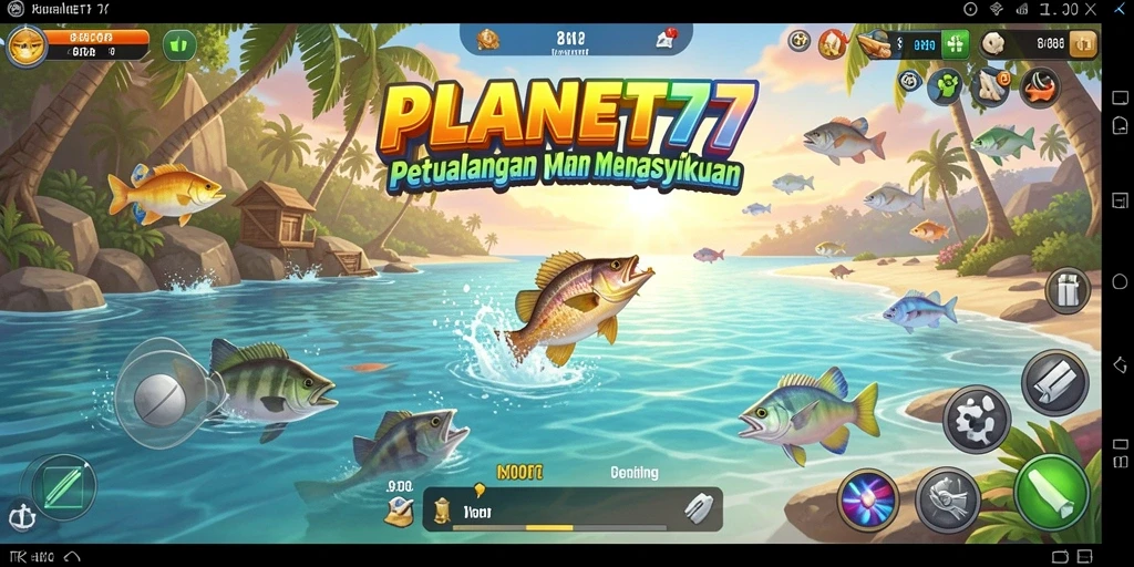 Tampilan gameplay <strong>PLANET77</strong> dengan aksi memancing yang mendebarkan.