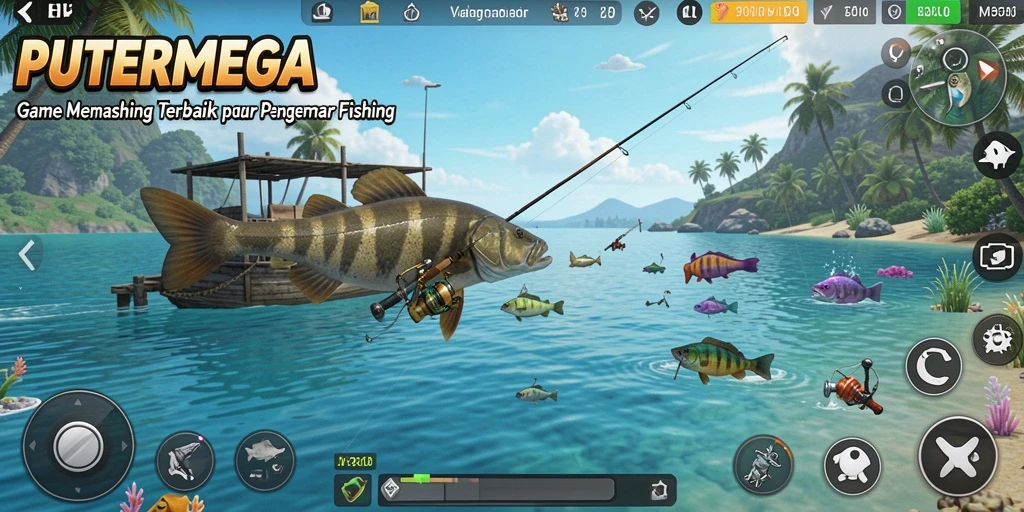 Tampilan menarik dari gameplay memancing di PUTERMEGA.