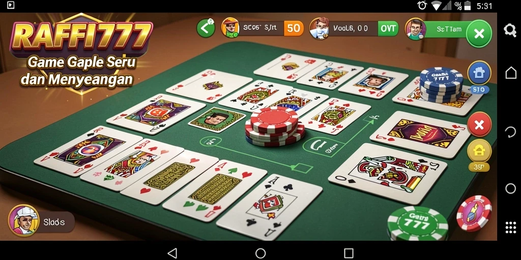 Tampilan gameplay seru RAFFI777 dengan banyak interaksi pemain.