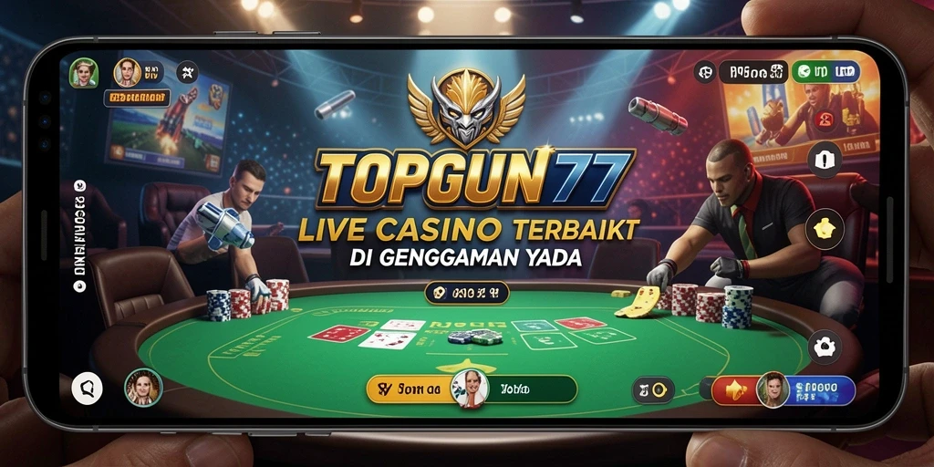 Tampilan gameplay Live Casino di TOPGUN77 yang seru dan interaktif.