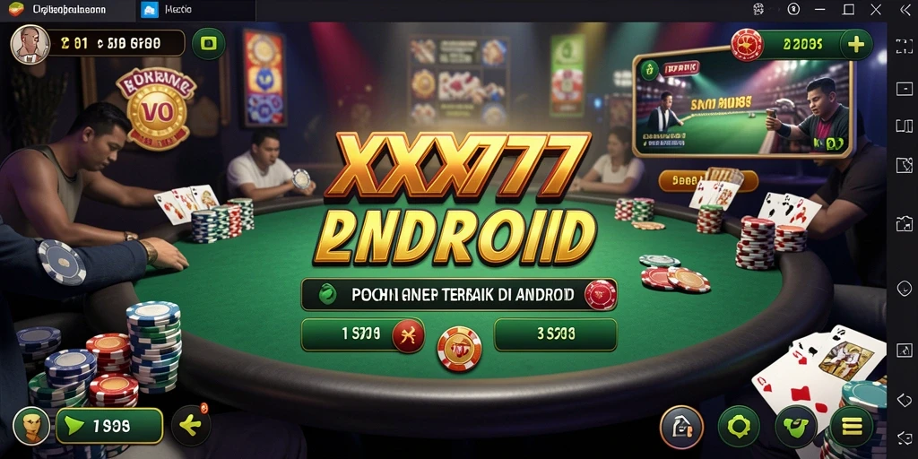 Screenshot menunjukkan antarmuka permainan poker yang menawan dengan pemain aktif.